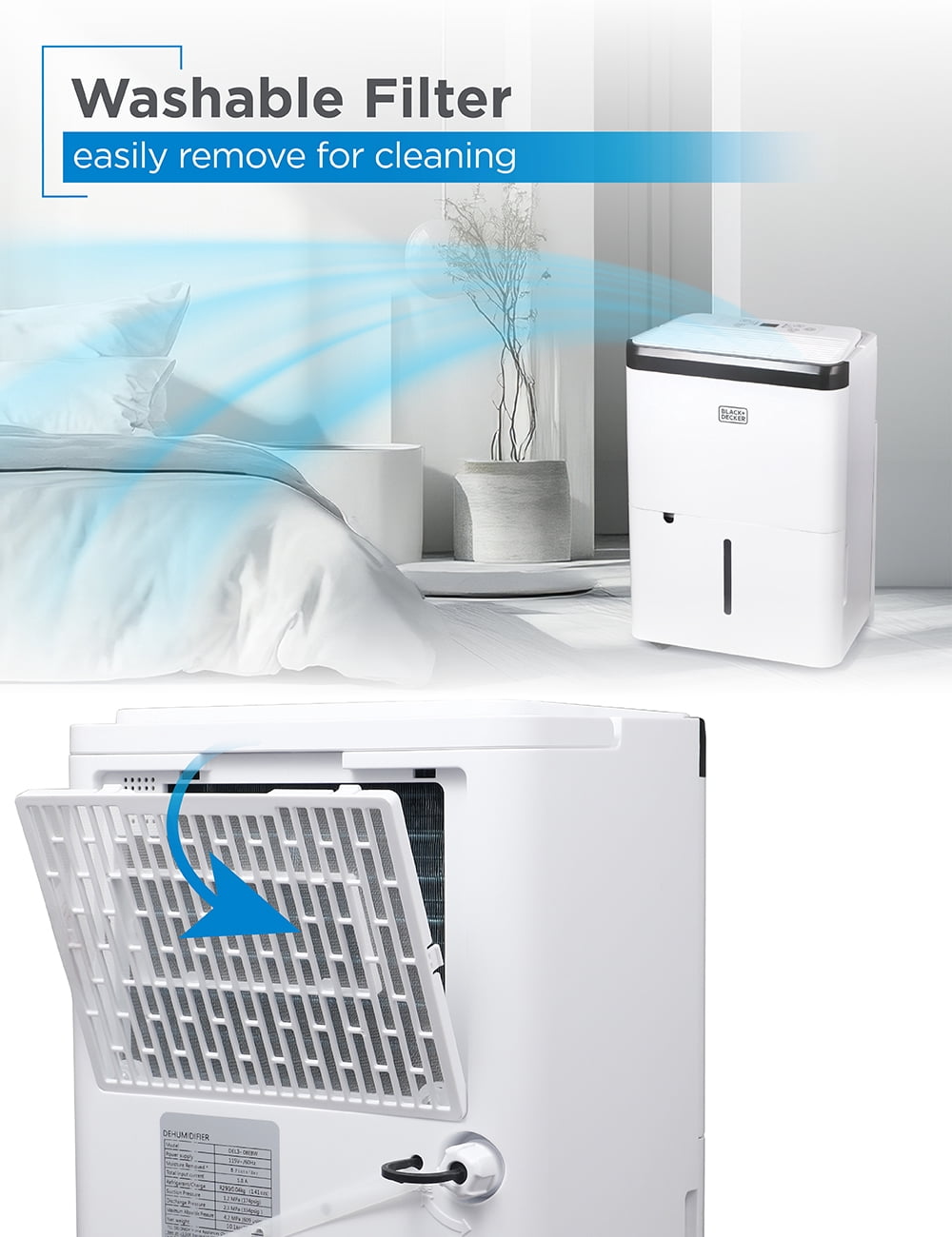 Black + Decker 9 Pint per Day Dehumidifier,BDT08TW