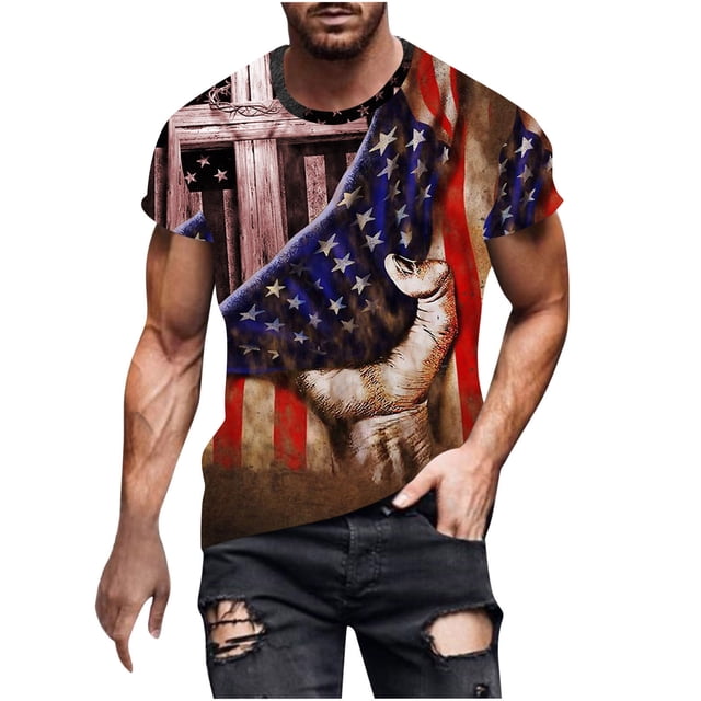 Camisetas Casuales Impresas de Manga Corta en el Patrón de Rayas, Camisetas Ligeras de Algodón a Rayas para Hombres