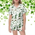 thumbnail image 2 of MIASHUI Pyjama de la Saint-Patrick pour Filles, Haut à Manches Courtes et Shorts, Ensemble 2 Pcs, Vert, 3-4 Ans, 2 of 4