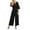 Black, variant on Joau Womens Summer Dressy Casual Jumpsuits 3/4 Sleeve Square Neck Smocked Wide Leg Long Pants Rompers One Piece Outfits