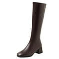 thumbnail image 1 of COM1950s Bottes pour Femmes, Bottes à Talon Moyen pour Femmes, Mode Hiver Décontractée, Couleur Unie, Talon Épais, Design à Manchette, Bottes d'Hiver pour Femmes, Talons pour Femmes, Bottes pour Femmes avec Talon, 1 of 9