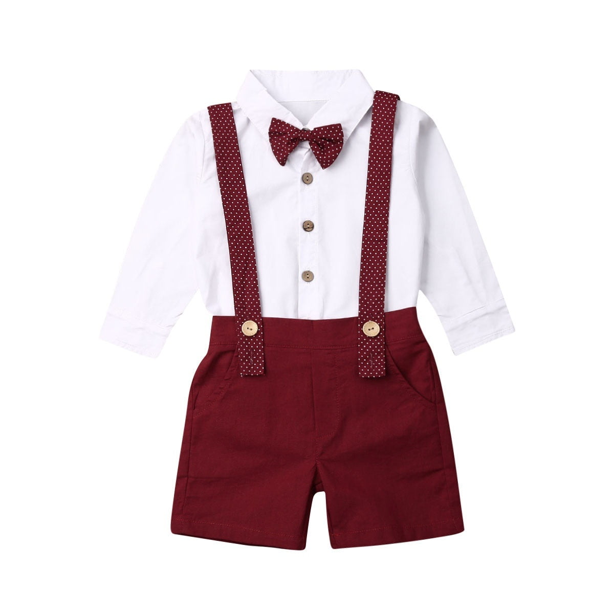 Wangsaura Kids Baby Boy Gentlemen Sutis Formal Clothes Sets Bow Tie White Shirts Bids Shorts 2pieces Outfits Children Boy Party Clothing White