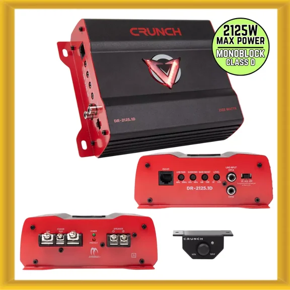 Crunch DR-2125.1D V-Drive 2125W Max Power Monoblock Car Amplifier Class D New