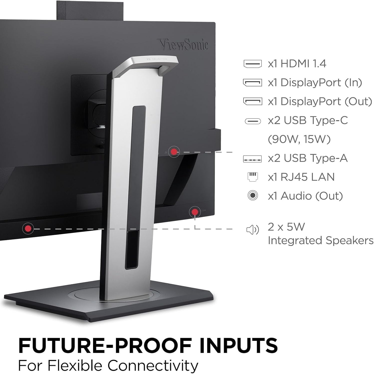 Restored ViewSonic VG2457V-S 24" 1080p Video Conferencing Docking Monitor with Webcam, 100 Hz, Black (Refurbished)