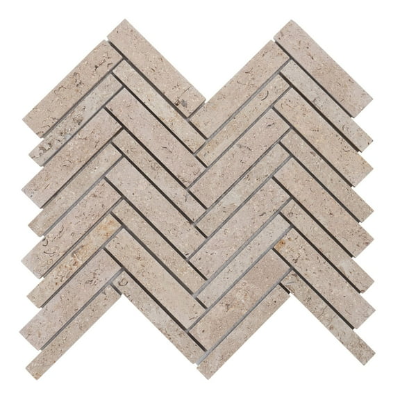 Modket TDH399NS Beige Sand Sina Pearl Marble Stone Herringbone Mosaic Tile Kitchen Backsplash