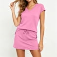 thumbnail image 2 of QATAINLAV Women's Two Piece Skirt Sets Summer Vacation Outfits Travel Tennis Golf Skorts Cap Sleeve Tops and Skirts Lounge Sets Pink XL, 2 of 7