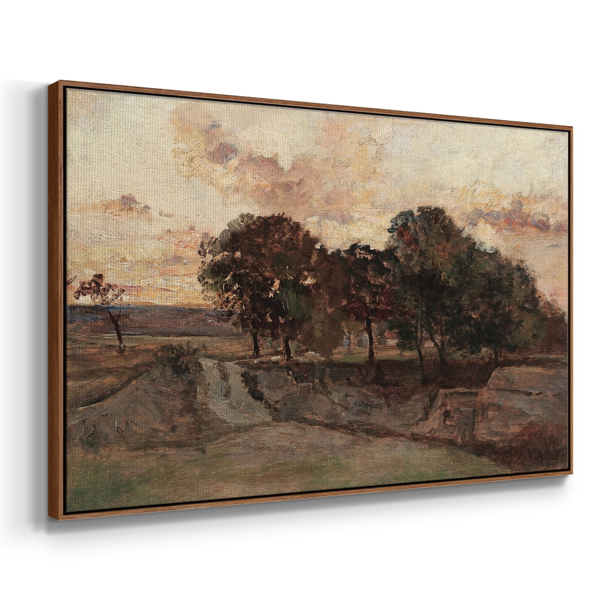 Vintage Landscape-CCXXV By Wexford Home Framed in Walnut Wood Gallery Wrapped Canvas 25 in. x 37 in.