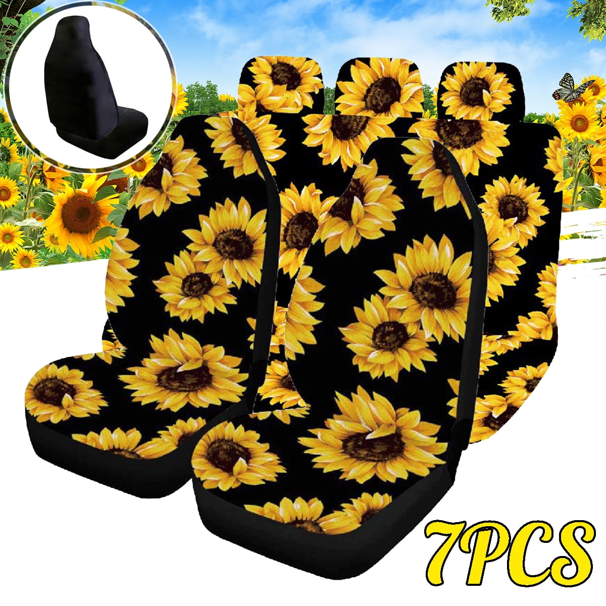 5 Seater Sunflower Universal Car Seat Covers Washable Protector Full