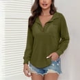 thumbnail image 2 of Nfurl Womens Waffle Knit Button Up Shirts Casual Long Sleeve Ladies Fall Tops Loose Fit Solid Color Daily Wear Blouses Green S, 2 of 5