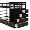 thumbnail image 5 of uhomepro Twin Over Twin Bunk Bed with Trundle, Pinewood Bed Frame with Full Length Guardrail Built-in Storage Ladder, Solid Wood Bunk Beds for Bedroom Guests Room, Espresso, 5 of 10