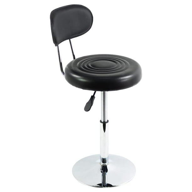 Taburete FURWOO de piel sintética SPA Salon con respaldo negro