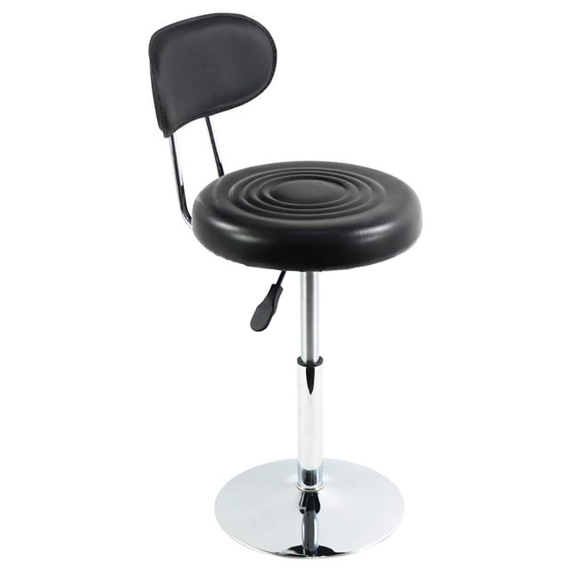 Taburete FURWOO de piel sintética SPA Salon con respaldo negro