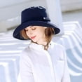 thumbnail image 4 of Womens Cotton Wide Brim Sun Hats UPF50+ UV Packable Beach Hat Summer Bucket Cap for Travel, 4 of 7