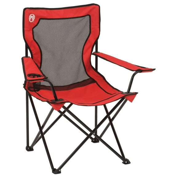 Coleman Broadband Mesh Quad Adult Camping Chair, Red