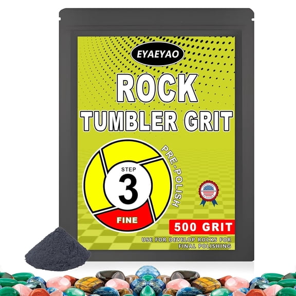 500 Fine Silicon Carbide, Step 3 Pre-Polished Stone, Compatible with All Rock Tumbler, Rock Polisher, Silicon Carbide for Pre-Polished - 8 oz