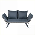 thumbnail image 4 of Outdoor Bench, Modern Foldable Patio Bench, Grey Wicker Charcoal Gray Cushion for Backyard Patio Indoor | Steel Wicker | Charcoal Dark Grey, 4 of 21