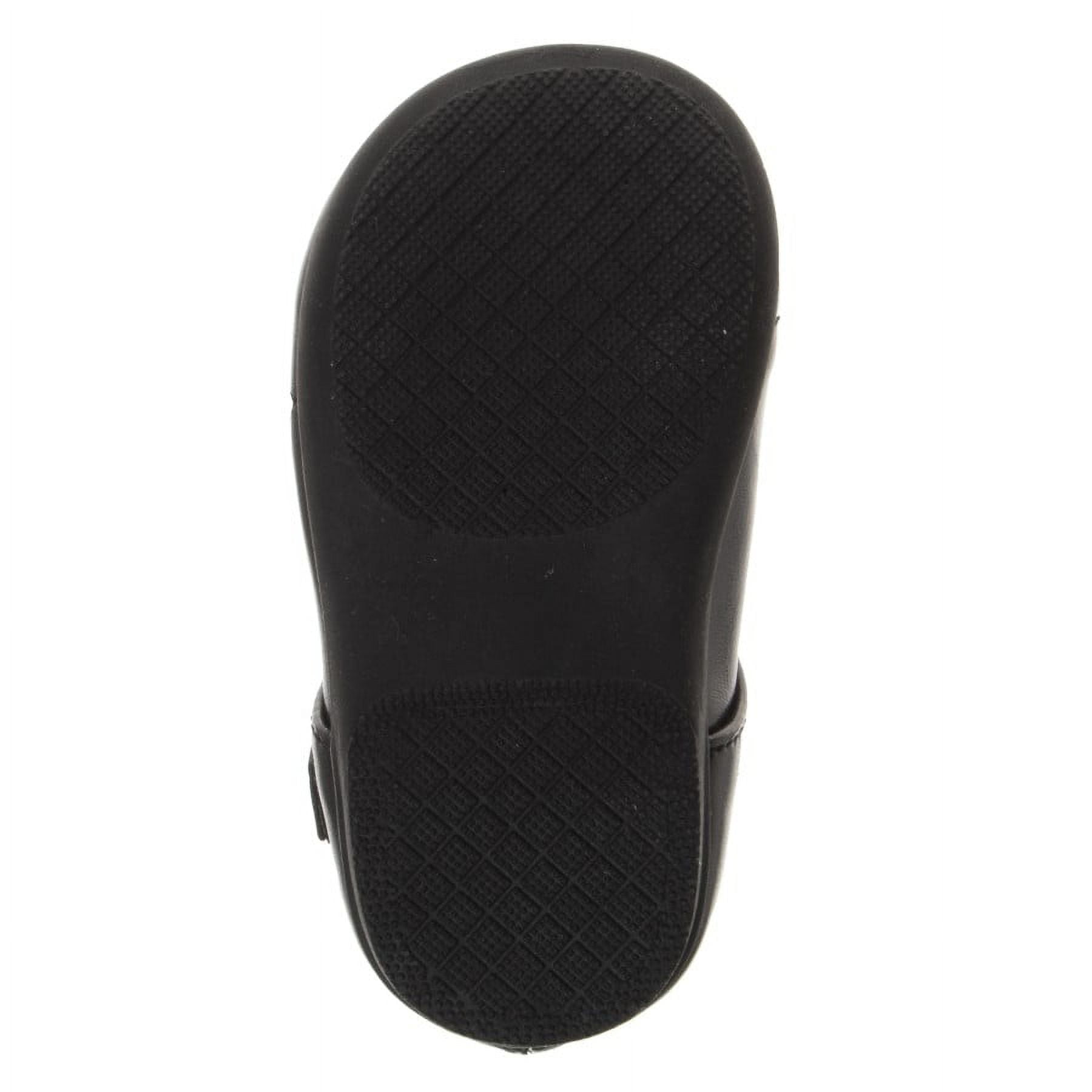 Josmo Toddler Girls Buckle Faux Leather Flat Heel Dress Shoes with Flower Detail - Black, 8