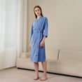 thumbnail image 2 of Women Robes Unisex Breathable Solid Color Bathrobe Splicing Home Clothes Robe Coat Woman Blending Pajamas, 2 of 7