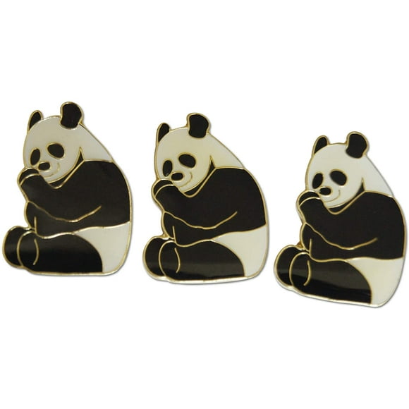 Novel Merk 3-Piece Panda Bear Animal Pride Lapel Pin or Hat Pin & Tie Tack Set with Clutch Back