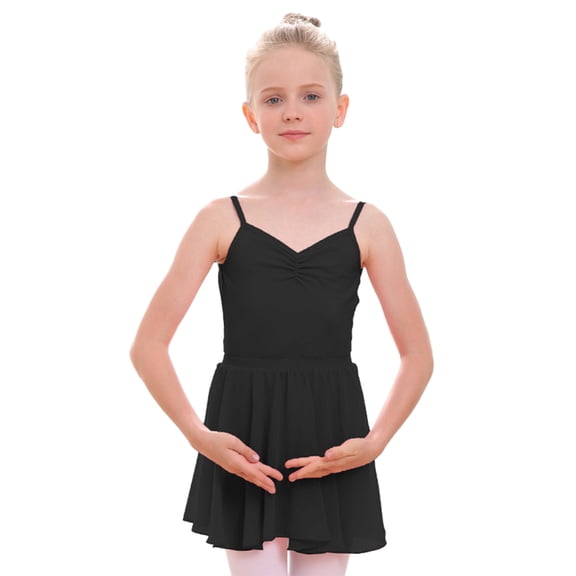 GYRATEDREAM Girls Ballet Leotards Dress Toddler Baby Spaghetti Straps Sleeveless Dance Outfits with Skirt Classic Kids Teen Workout Gym Clothes for 2-14 Years