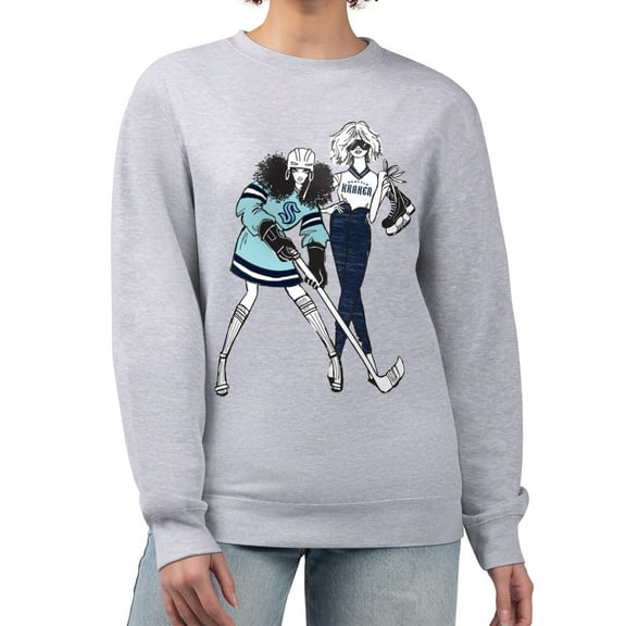 Women's G-III 4Her by Carl Banks Heather Gray Seattle Kraken Hockey Girls Team Graphic Fleece Pullover Sweatshirt