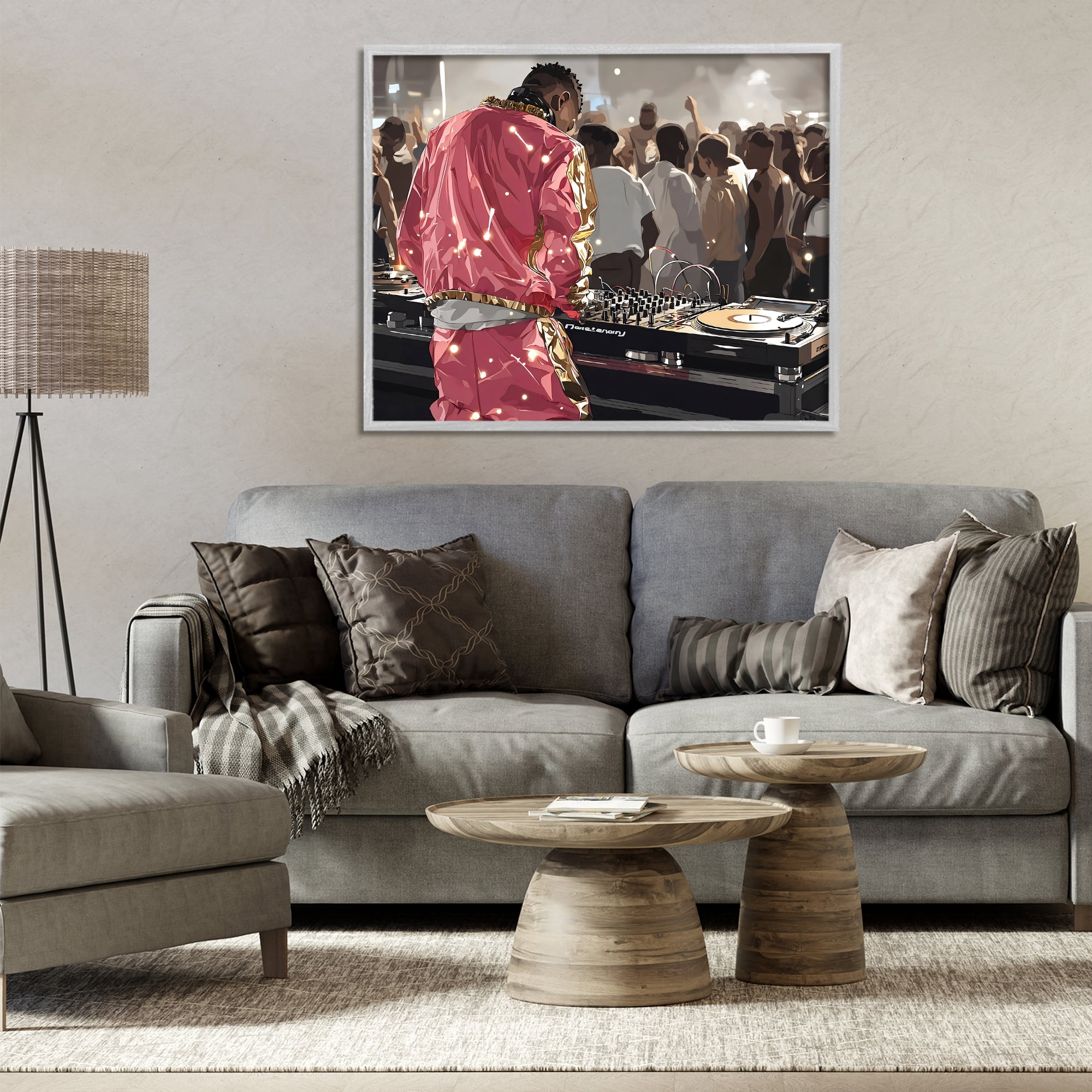 Stupell Industries DJ Performance At Nightclub Gray Framed Giclee Art, design by Franklyn Gregory