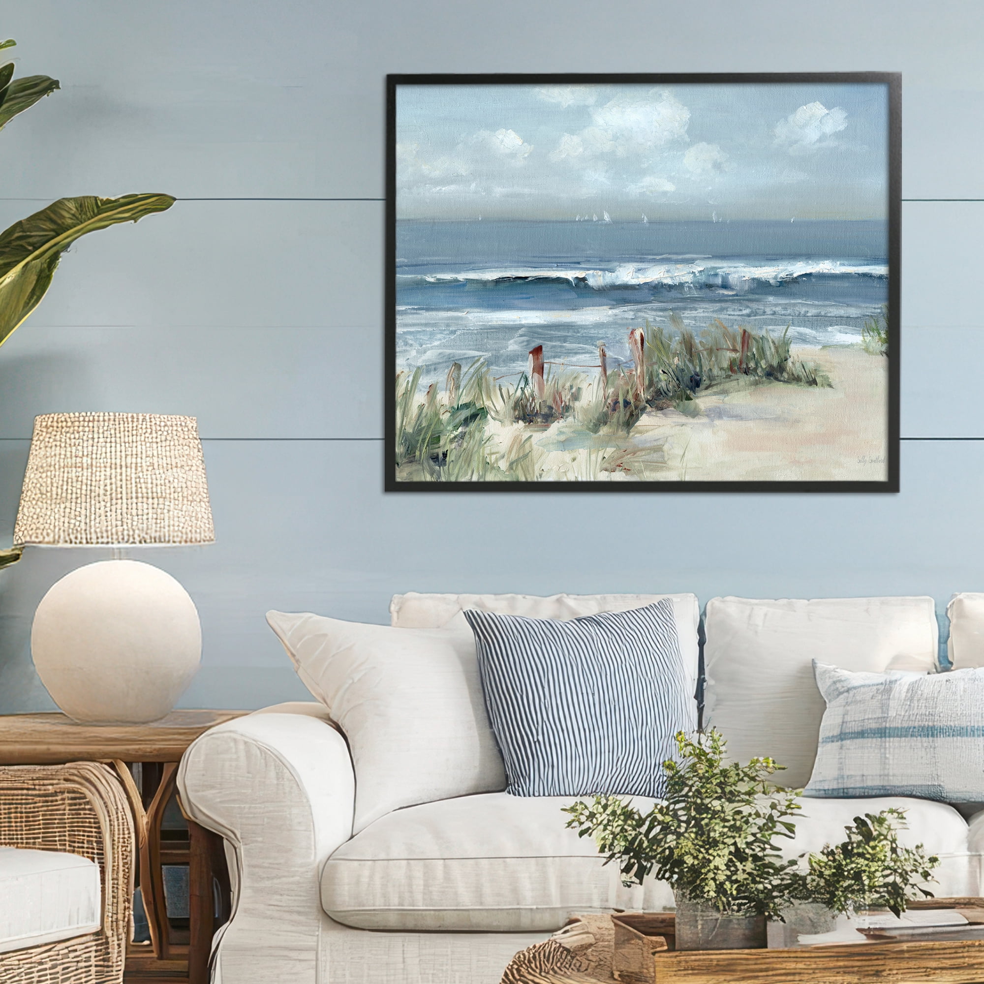 Stupell Industries Brushed Expression of Coast Black Framed Giclee Art, design by Sally Swatland