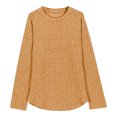 thumbnail image 2 of MKOSPLRT Girls Long Sleeve Tunic Tops Crew Neck Ribbed Knit Shirts Solid Color Curved Hem T Shirts Casual Loose Blouses Dressy Tees, 2 of 5