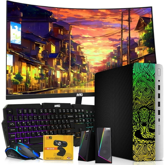 Restored TechMagnet HP Carbon Black Cobra Edition RGB Gaming Desktop PC,Intel Core i7,16GB DDR4 RAM,512GB SSD,GT 1030 Graphics Card,24 Inch Curved Monitor,RGB Kit,Webcam,Windows 11 (Refurbished)