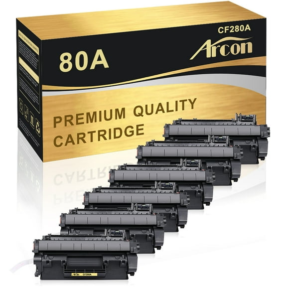 Arcon 6-Pack Compatible Toner for HP 80A CF280A works with HP Laser Jet Pro 400 M401a M401d M401n M401dn M401dne M401dw MFP M425DN M425DW Printers (Black)