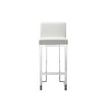thumbnail image 2 of Benjara Boly 30 Inch Barstool Chair, White Faux Leather, Cushions, Chrome Steel, 2 of 5