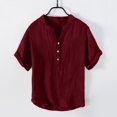 thumbnail image 2 of Migroa Men's Fashion Shirt Casual Beach T-Shirts Solid Tops Shirts for Men 3/4 Sleeve Regular-Fit Henley T-Shirt Summer Lightweight Beach Yoga Tops Wine 2XL, 2 of 5