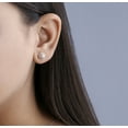 thumbnail image 2 of Dazzlingrock Collection Round White Diamond Metal Beaded Circle Frame Swirl Pushback Stud Earrings for Women (0.32 ctw, Color I-J, Clarity I1-I2) in 14K Rose Gold, 2 of 6