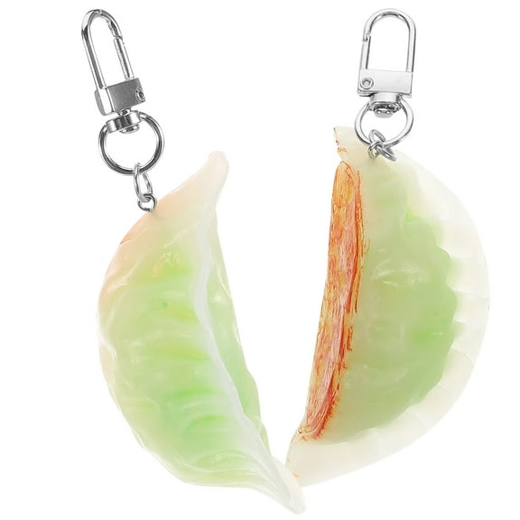 HEMOTON 2pcs Novelty Cute Dumpling Keychain Funny Realistic Food Keychain Mini Charm Keyring Hanging Ornament for Purses Bags Keys