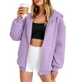 thumbnail image 5 of ASDFVBKG Womens Ultimate Heavyweight Zip Up Hoodie Jacket Loose Fit Fleece Essentials Oversized Outerwear Purple XL, 5 of 5