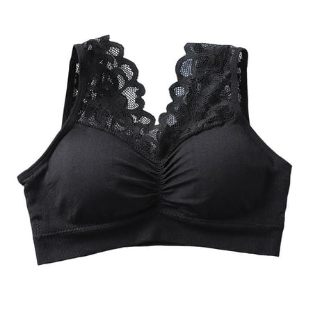 

LHMSGG Lady Bra Fine Workmanship Solid Color See-through Push Up No Constraint Seamless V Neck Thicken Lace Women Brassiere Lady Underwear