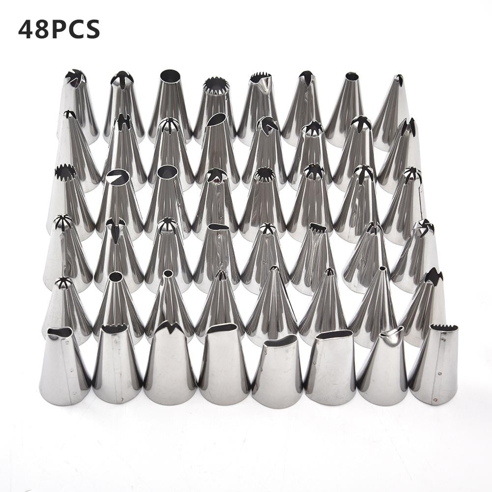 48Pcs Stainless Icing Piping Nozzles Pastry Tips Set Cake Decorating Baking Tool 
