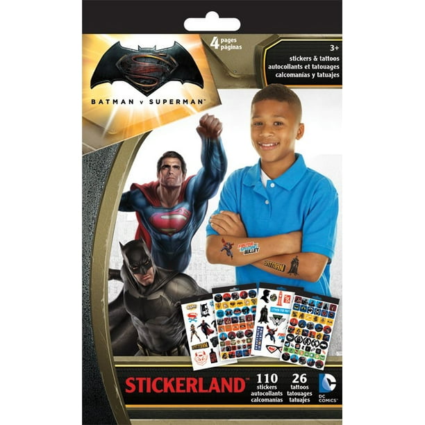 Sticker + Tattoo Stickerland Pad - Batman vs. Superman - 4 pages Toys New tt3300 Sticker + Tattoo Stickerland Pad - Batman vs. Superman - 4 pages Toys New tt3300