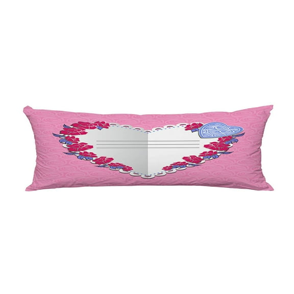 ECZJNT hearts pink rose happy Valentines day Pillow Cover Body Pillowcase Pillow Protector 20x60 Inch