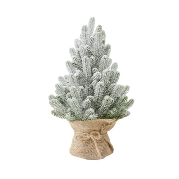Christmas Tree Snow Flocked Artificial Xmas Tree With In Linen Base, 19.6 Inches
