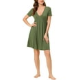 thumbnail image 2 of Unique Bargains Women's Pajama Deep V Neck Sift Sexy Nightdress Stretchy Lounge Dress, 2 of 5