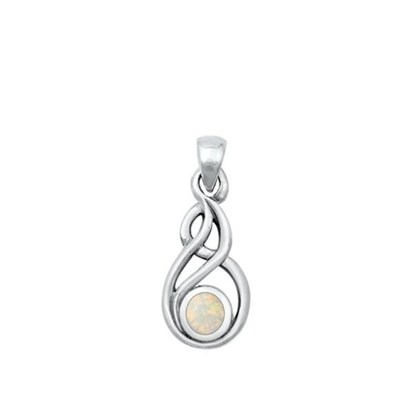 Sterling Silver White Simulated Opal Celtic Pendant Charm 925 New Jewelry Female Unisex