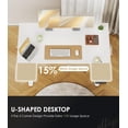 thumbnail image 5 of Sofanext U Shaped Electric Standing Desk  with Keyboard Tray, 48 Inch Height Adjustable Desk with Power Outlets & LED Lights, Writing Computer Desk with Monitor Stand for Home Office, White, 5 of 8