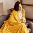 thumbnail image 3 of Exclusivo Mezcla Plush Fuzzy Large Fleece Throw Blanket (50" x 70", Mustard Yellow)- Soft, Warm and Lightweight, 3 of 7