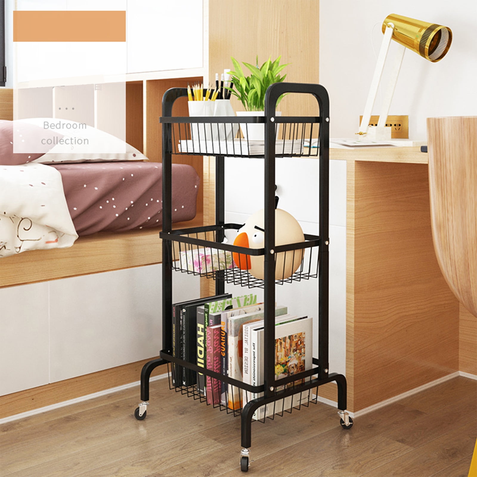 ABCOOL 3-Tier Universal Storage Organizer Rolling Utility Cart Modern Metal White