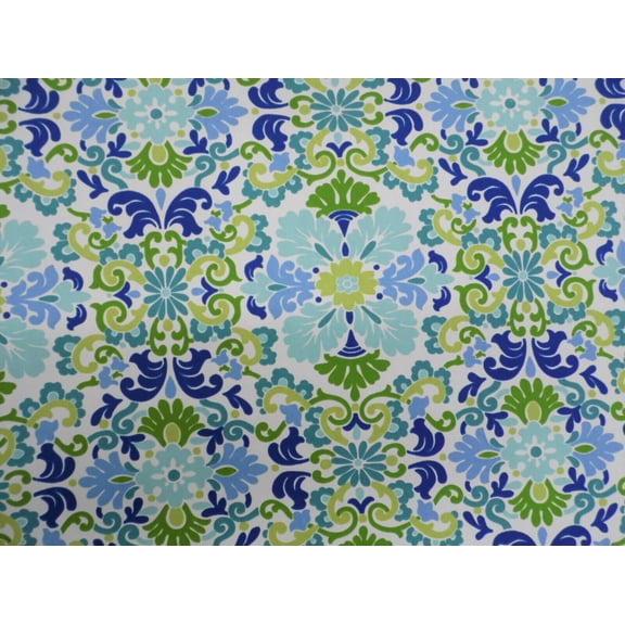 P Kaufmann Folk Damask Cotton Upholstery Drapery Fabric Seaspray Floral NN18
