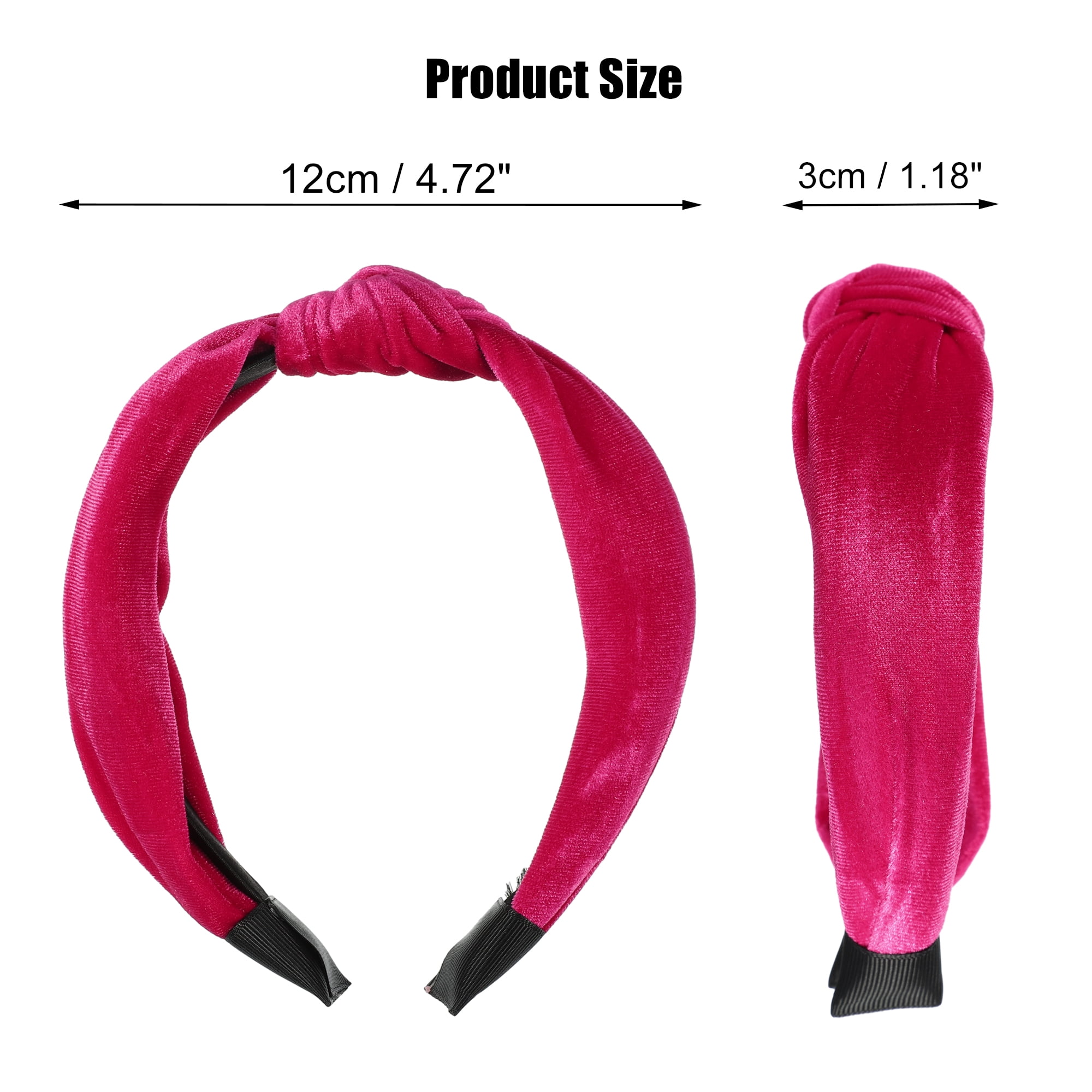 Unique Bargains Velvet Knotted Headbands Hairband for Women 1.2 Inch Wide Rose Red