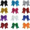 thumbnail image 2 of Glitter Cheer Bows - Cheerleading Softball Gifts for Girls and Women Team Bow with Ponytail Holder Complete your Cheerleader Outfit Uniform Strong Hair Ties Bands Elastics by (1) (Blue), 2 of 4