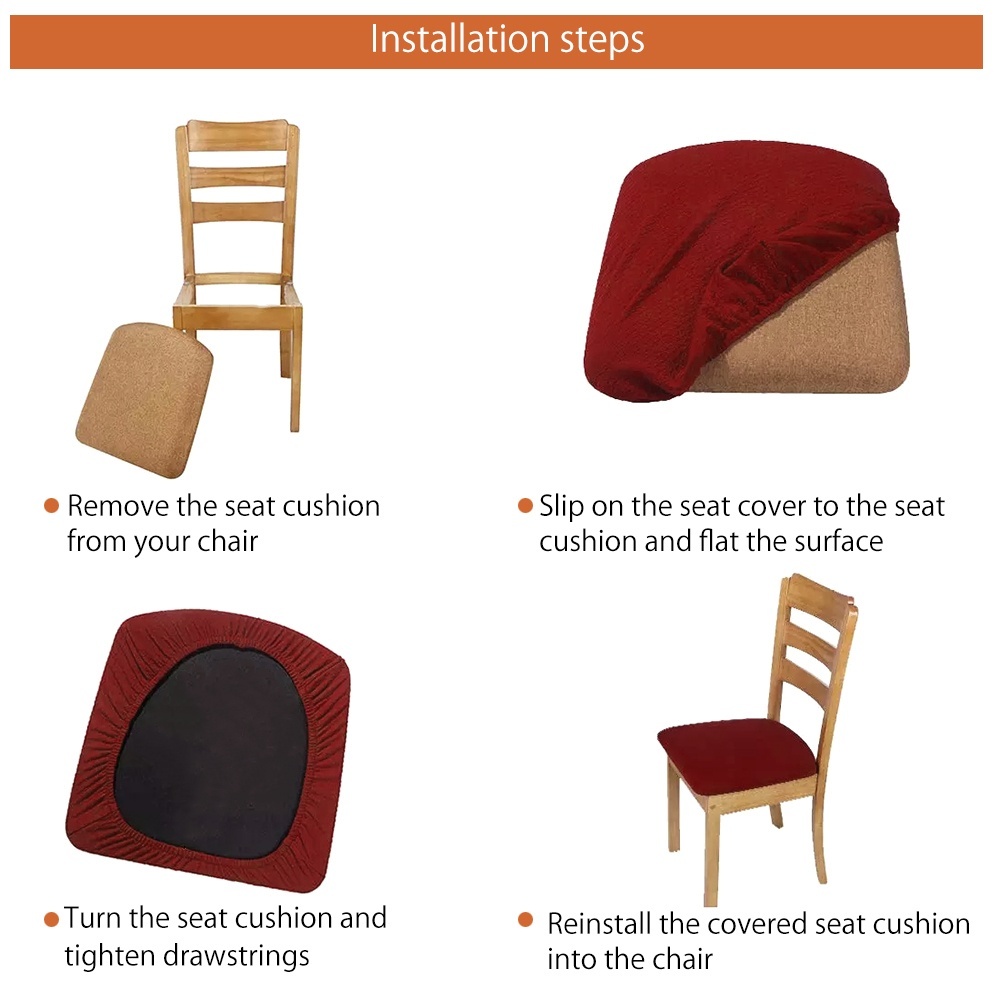 4Pcs/set Stretch Chair Seat Coers Dining Chair Seat Cushion Protectors Chair Slipcoers - image 5 of 6