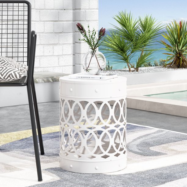 Holt Metal Outdoor Side Table, White